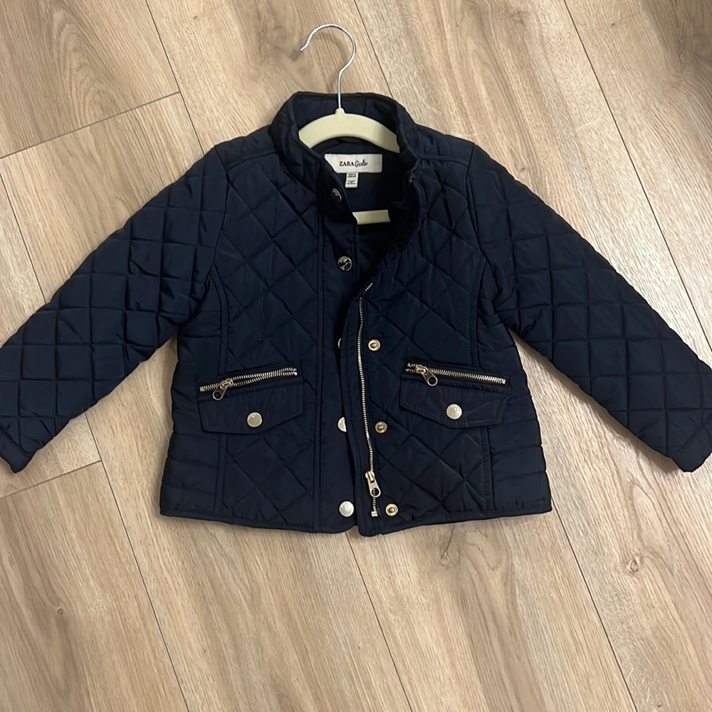 Like new Zara girls blue quilted jacket size 4